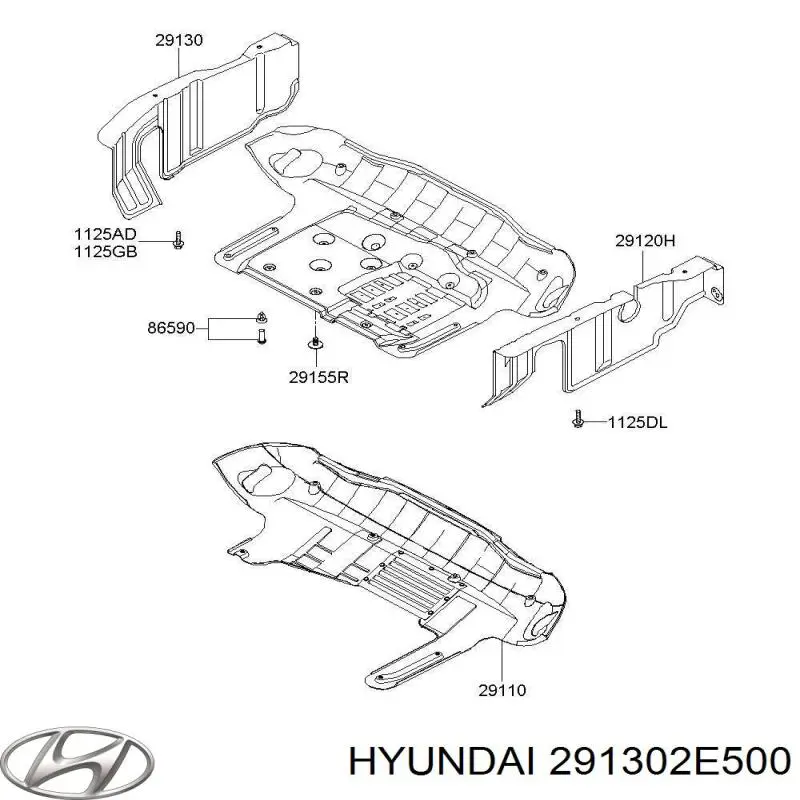 Купити 291302E500 Hyundai/Kia Захист двигуна, лівий