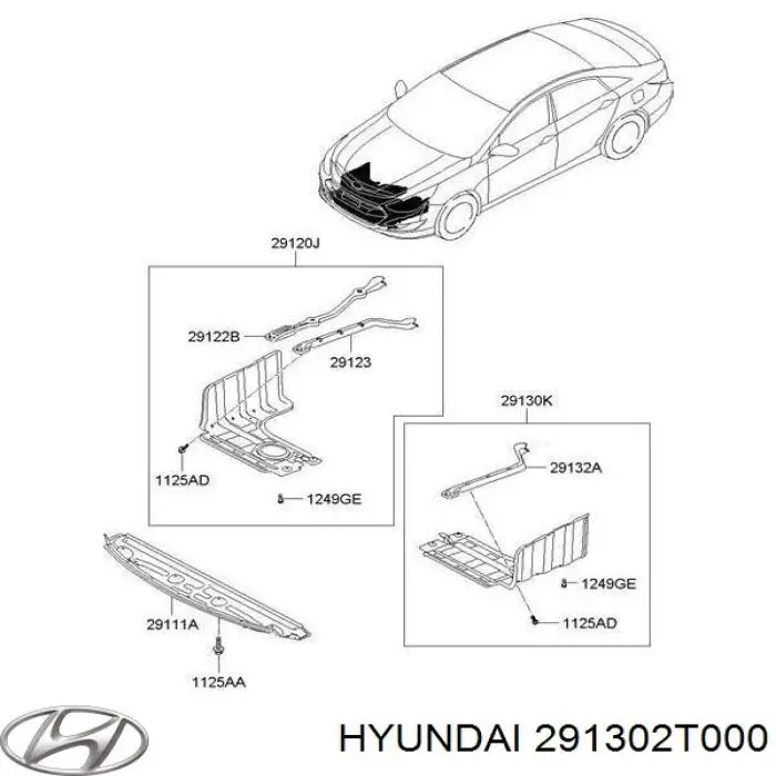 291302T000 Hyundai/Kia захист двигуна, лівий