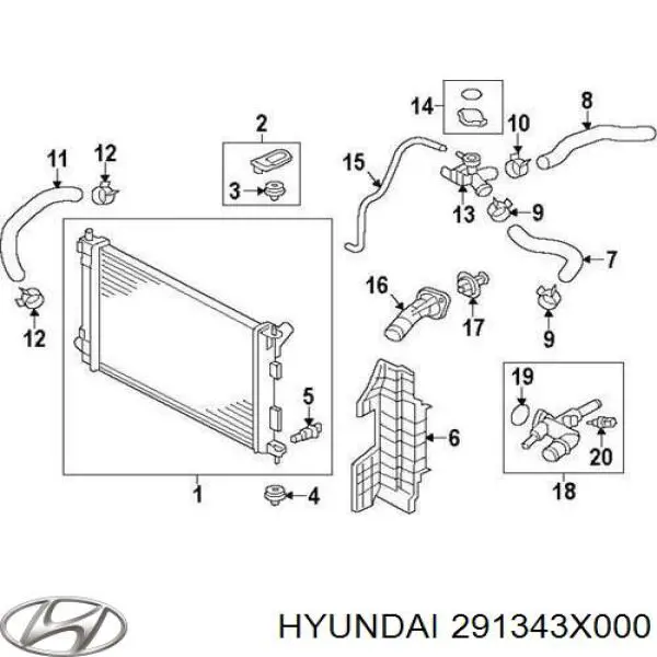 291343X000 Hyundai/Kia повітропровід / дефлектор радіатора, правий