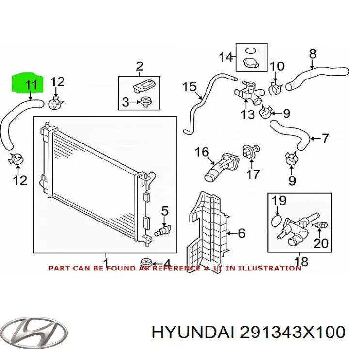 291343X100 Hyundai/Kia Повітропровід (дефлектор) радіатора, правий