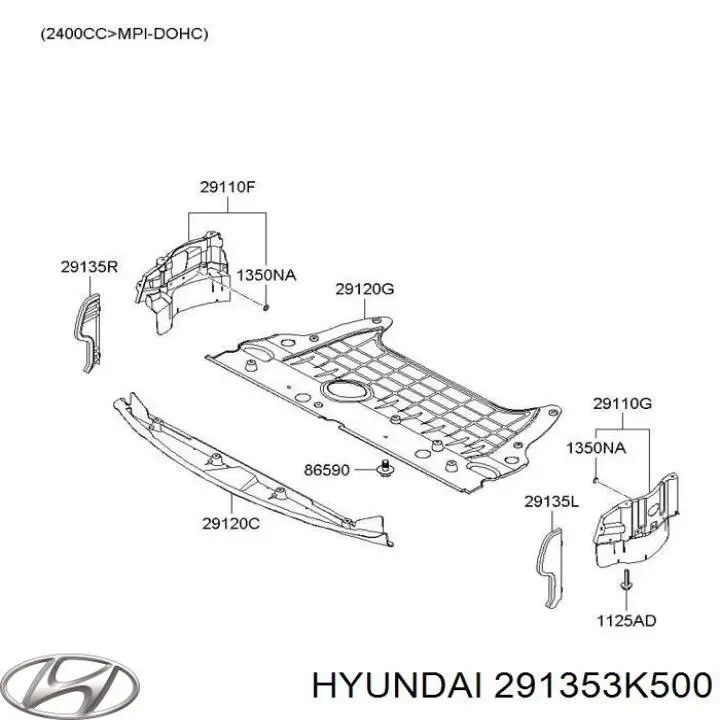 Повітропровід (дефлектор) радіатора, правий Hyundai/Kia 291353K500 ціна, від 5.94 USD
