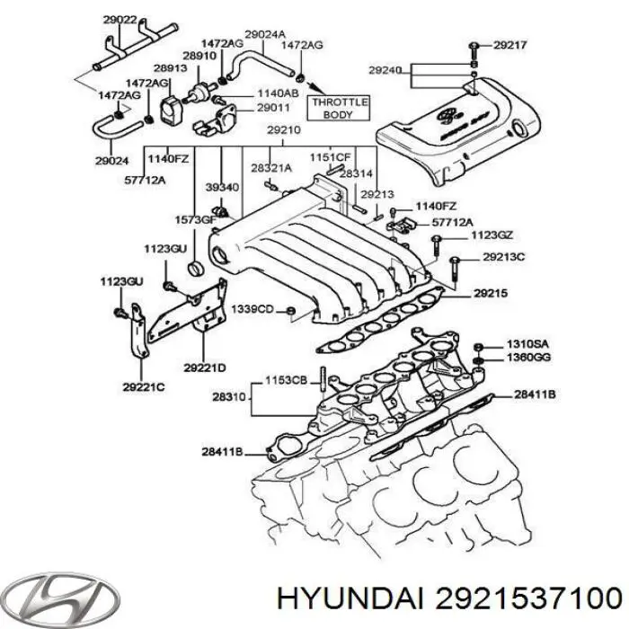 Прокладка впускного колектора, верхня Hyundai/Kia 2921537100 ціна, від 2.78 USD