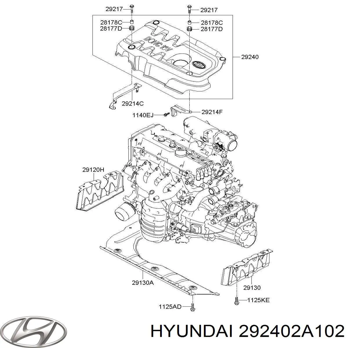 Кришка двигуна декоративна 292402A102 Hyundai/Kia