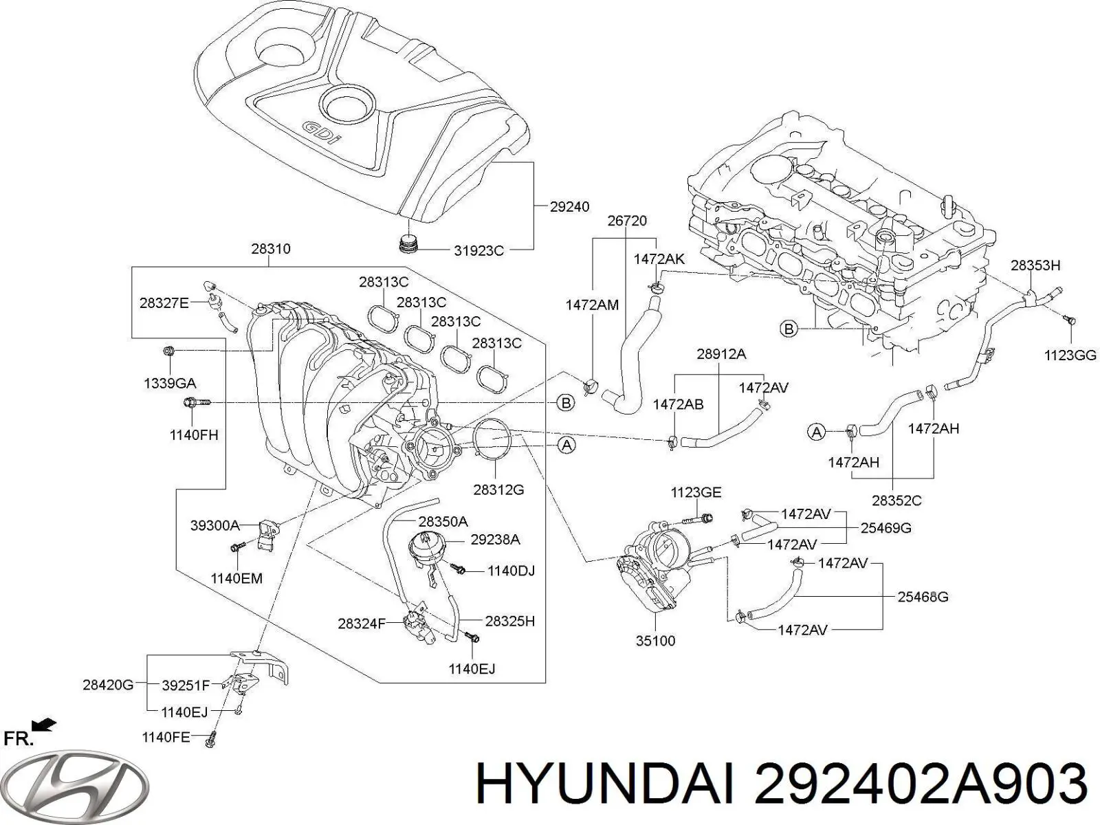 292402A903 Hyundai/Kia Екран двигуна