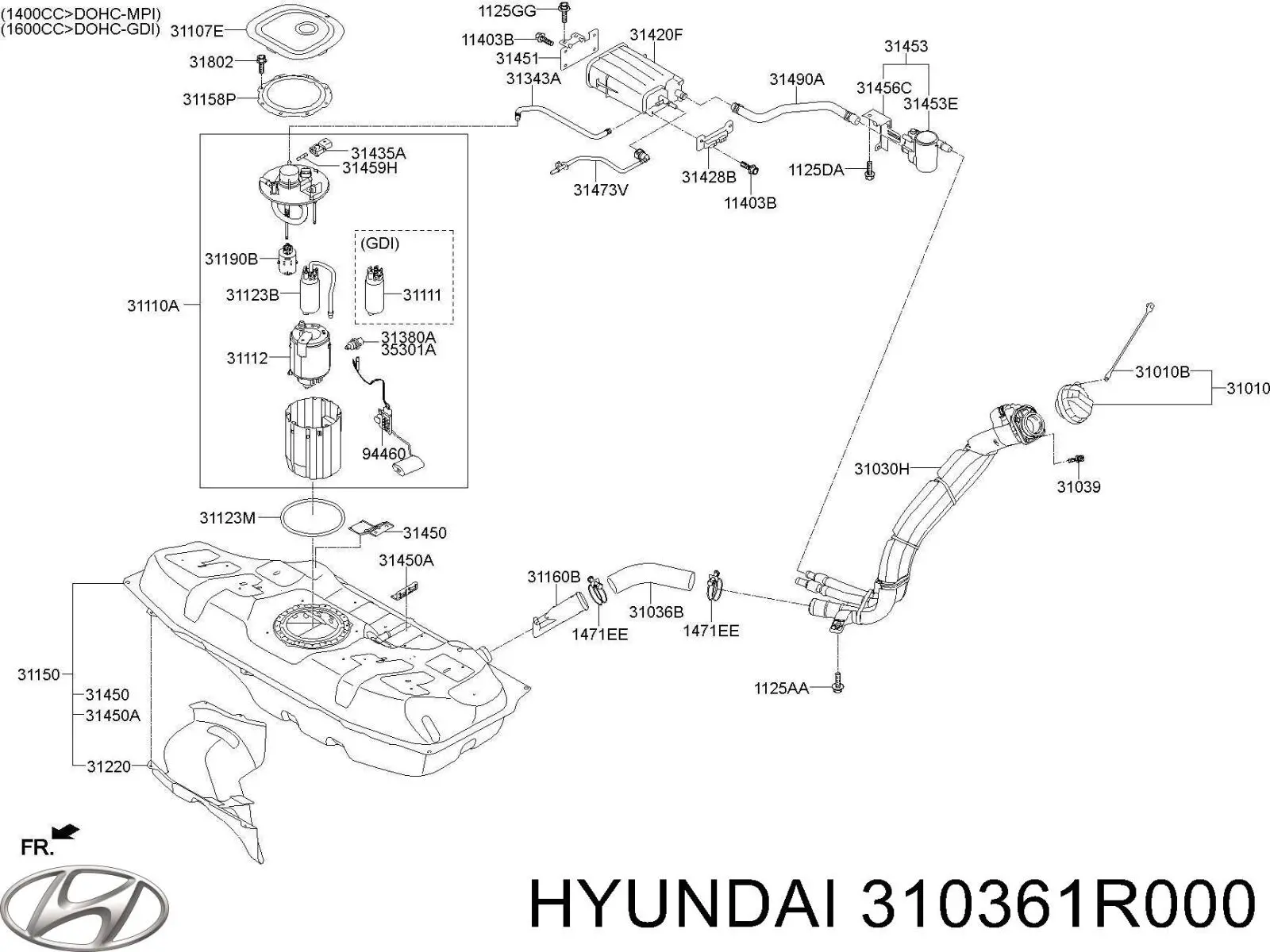 Шланг паливний, універсальний Hyundai/Kia 310361R000 ціна, від 42.82 USD