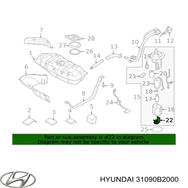 31090B2000 Hyundai/Kia Фільтр-сітка бензонасосу