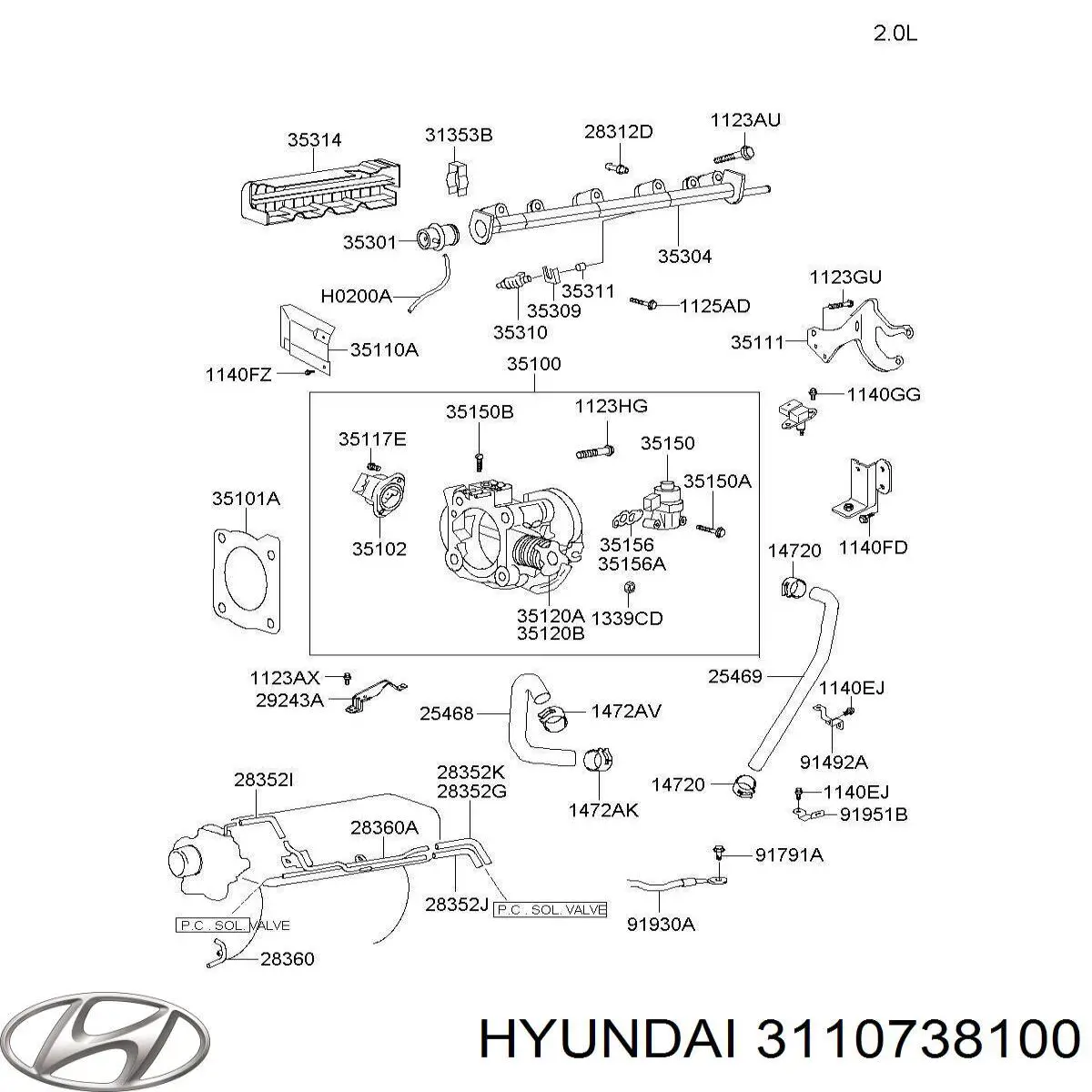 Пробка паливного бака Hyundai/Kia 3110738100 ціна, від 12.67 USD