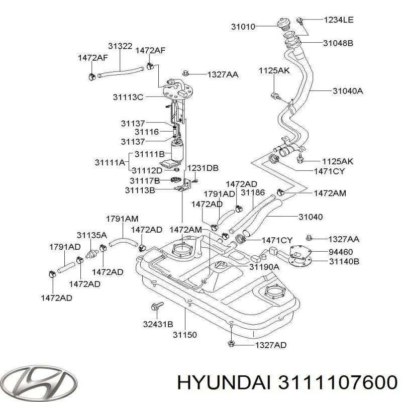 Паливний насос електричний, занурювальний Hyundai/Kia 3111107600 ціна, від 19.42 USD