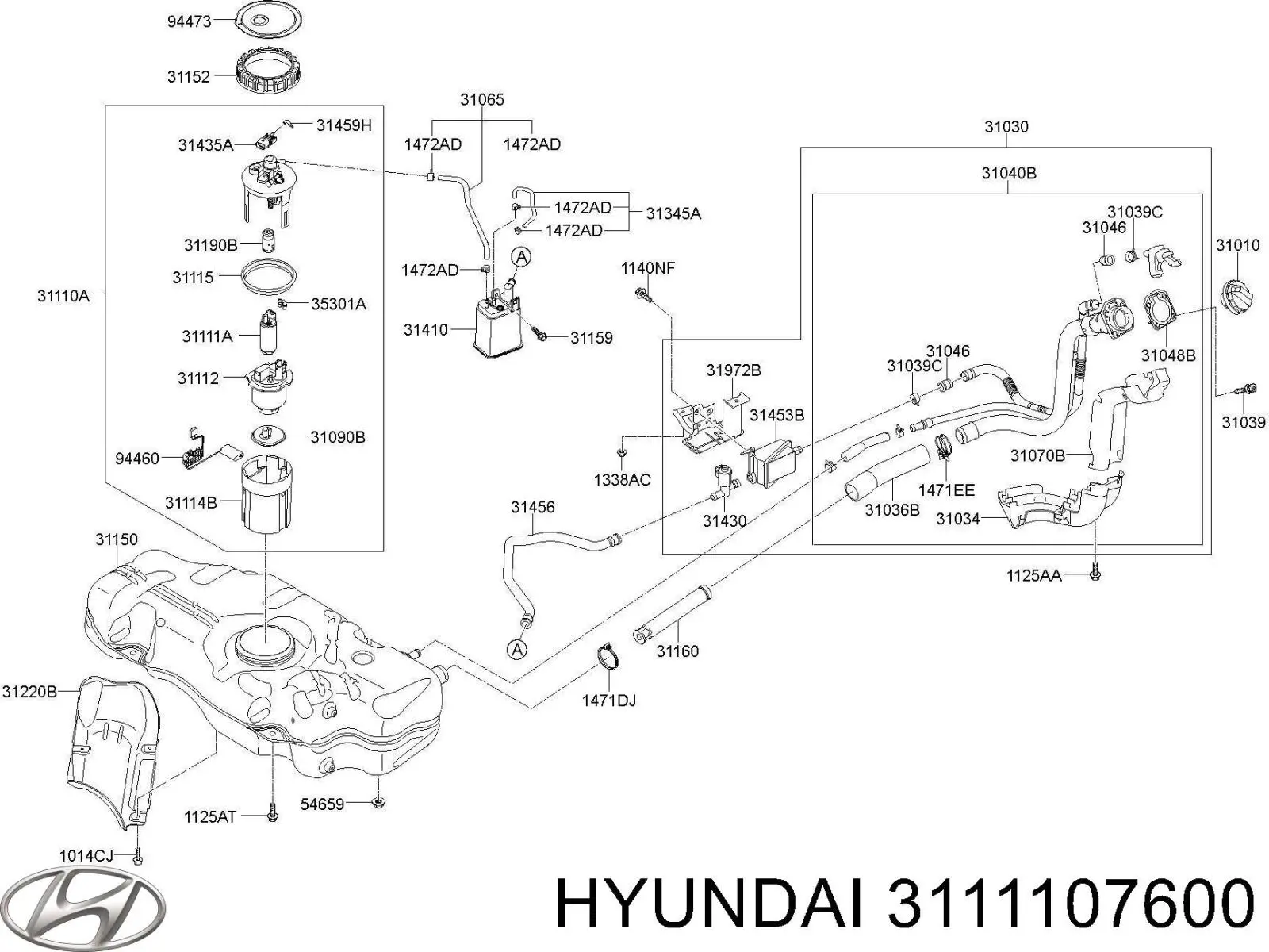 Купити 3111107600 Hyundai/Kia Насос паливний електричний
