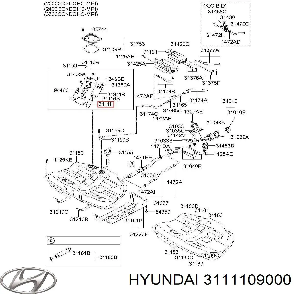 Елемент-турбінка паливного насосу Hyundai/Kia 3111109000 ціна, від 63.33 USD
