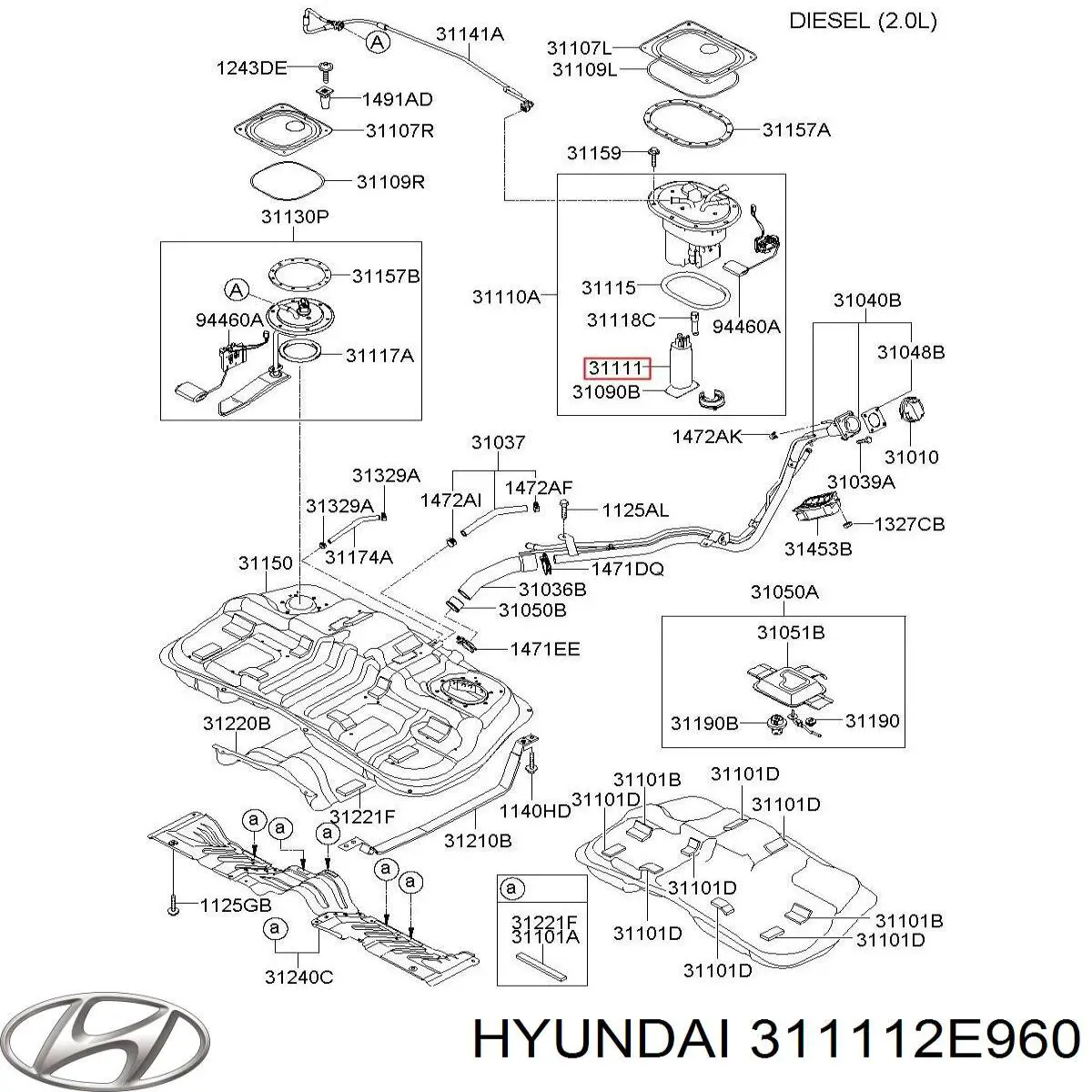 Насос паливний електричний 311112F400 Hyundai/Kia