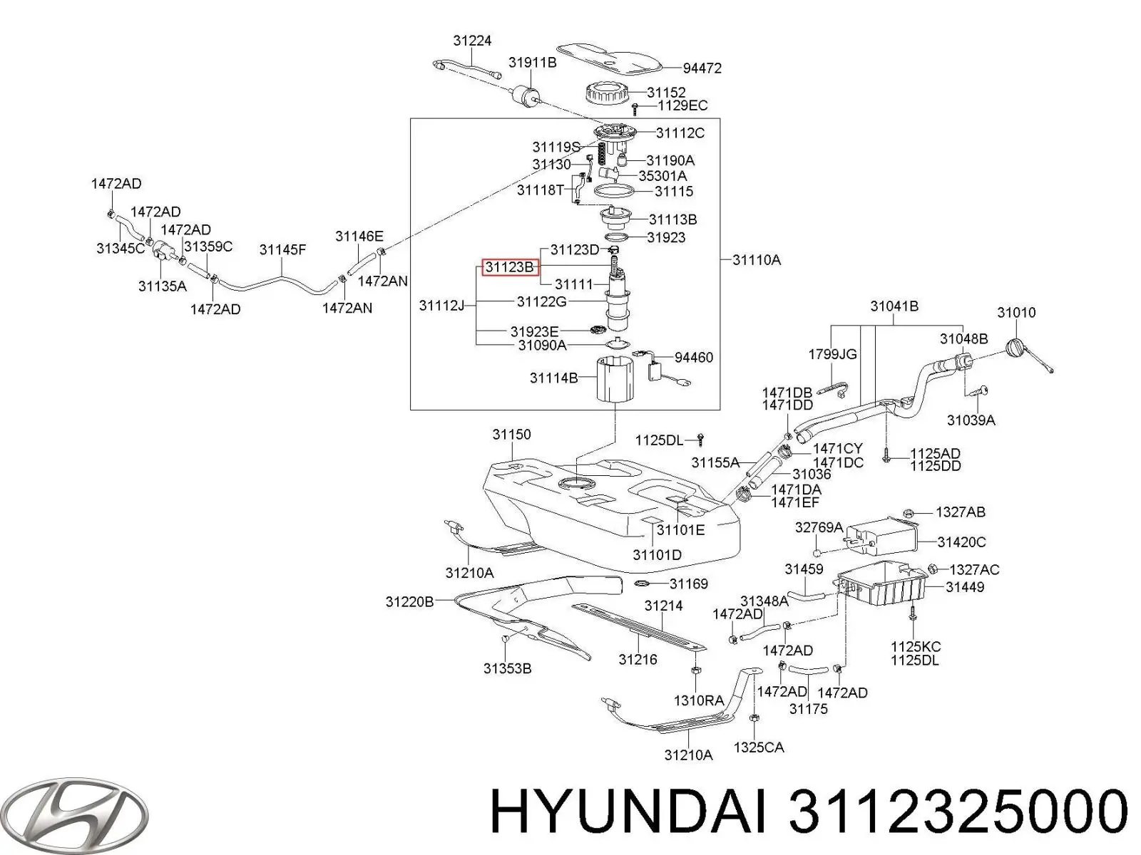 Hyundai/Kia паливний насос електричний, занурювальний