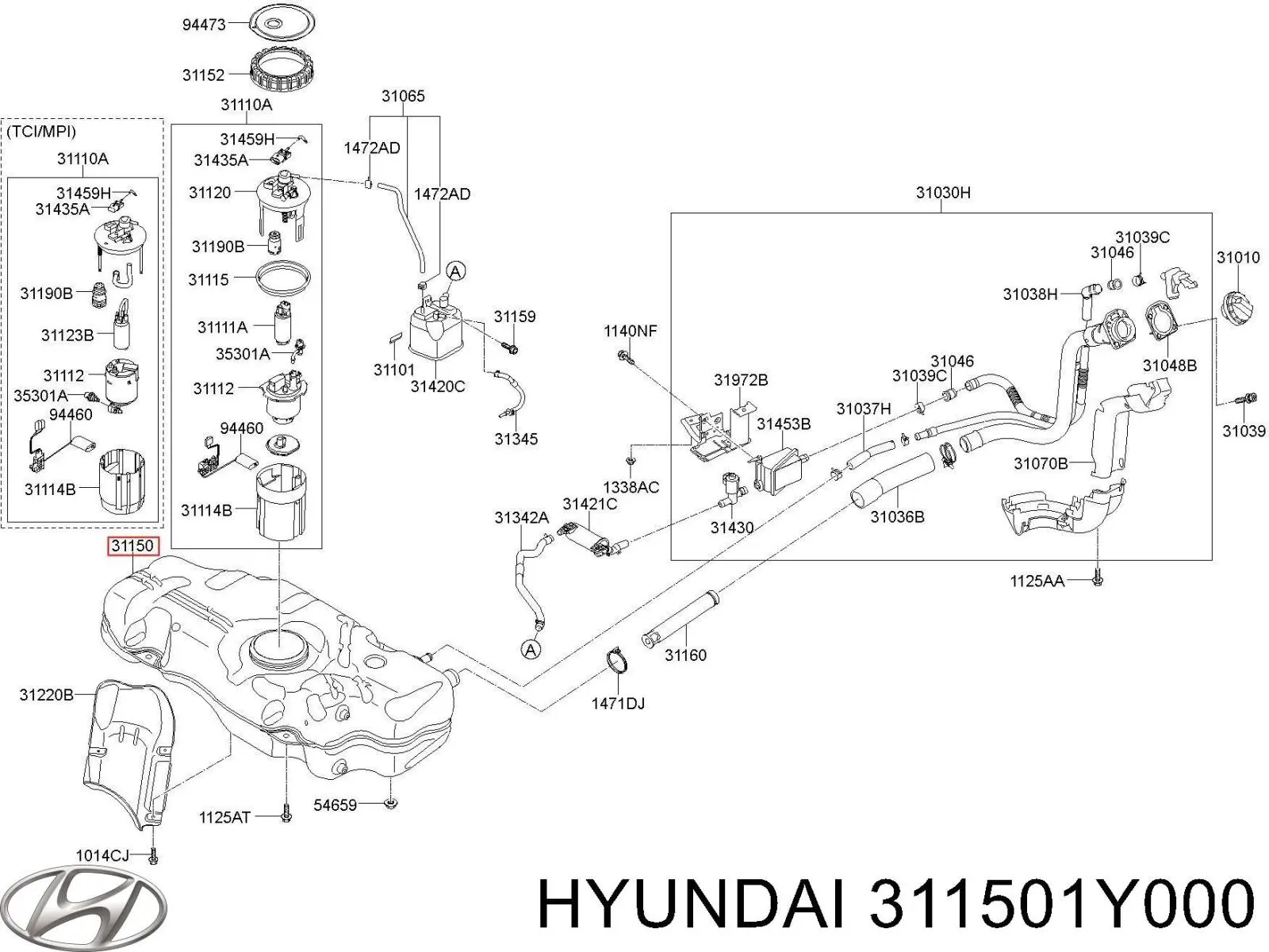 Б/бак Hyundai/Kia 311501Y000 ціна, від 387.69 USD