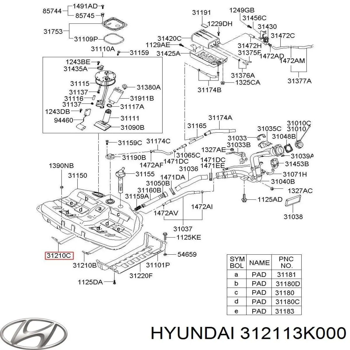 312113K000 Hyundai/Kia Кронштейн баку паливного