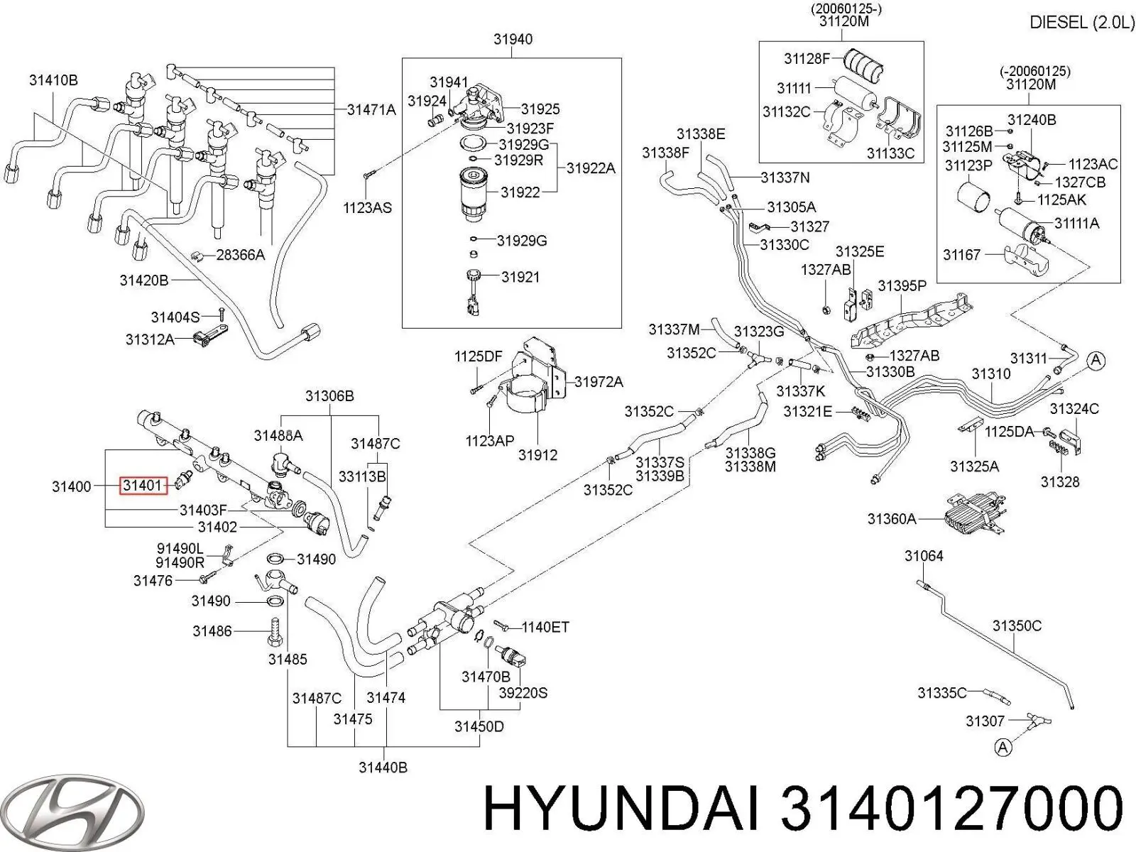 Датчик тиску палива Hyundai I10 (PA) (Хендай Ай 10)