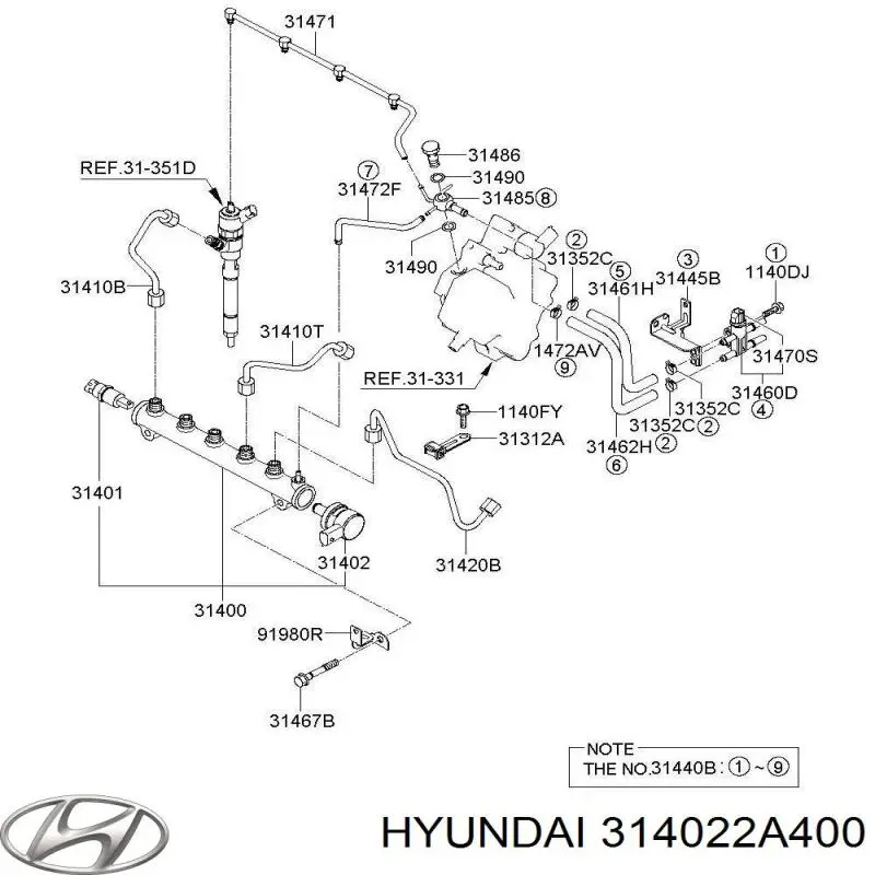 Регулятор тиску палива 314022A400 Hyundai/Kia