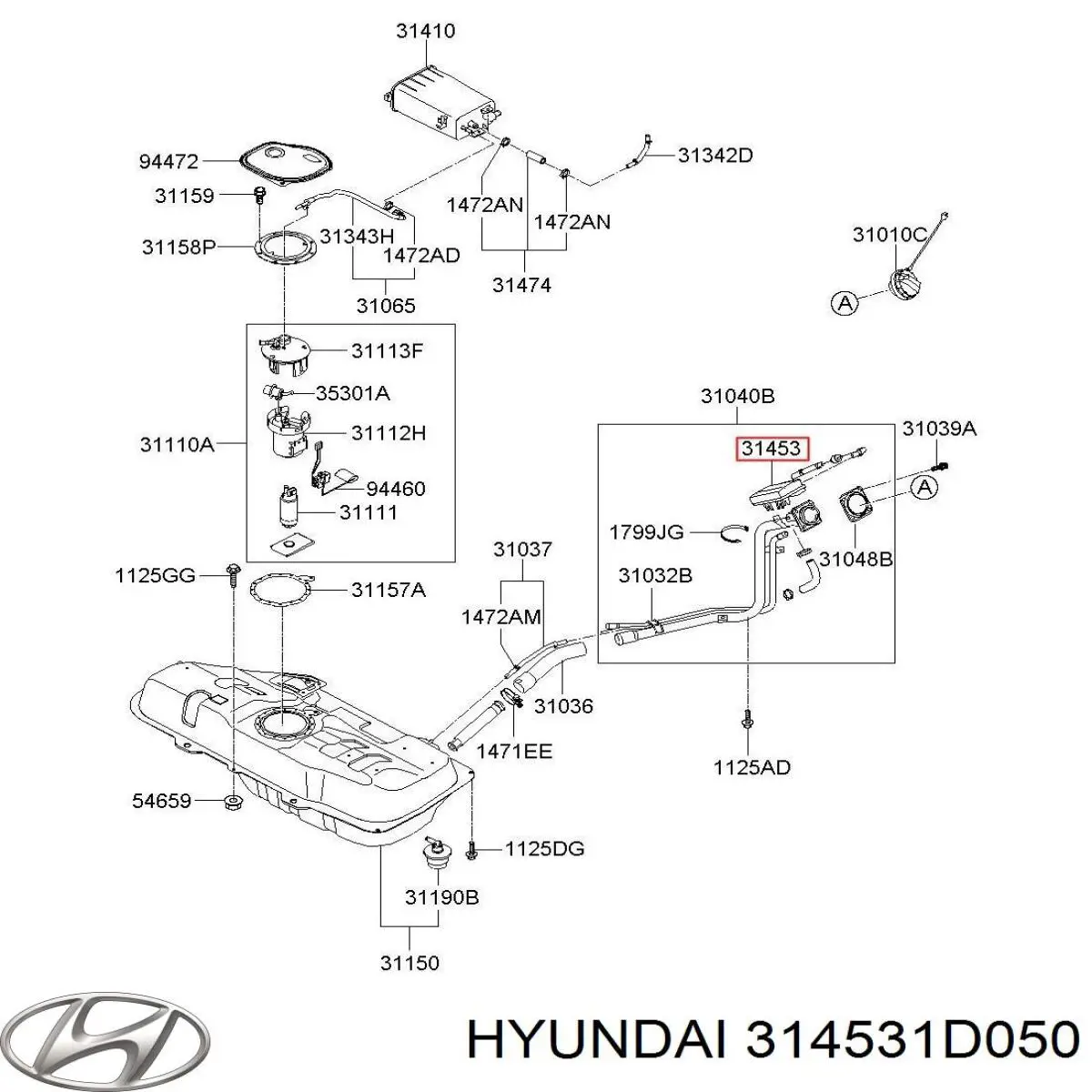 314531D050 Hyundai/Kia фільтр бака паливних парів