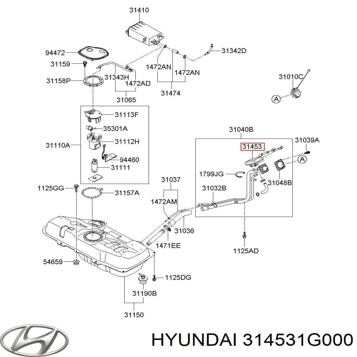 314531G000 Hyundai/Kia фільтр бака паливних парів