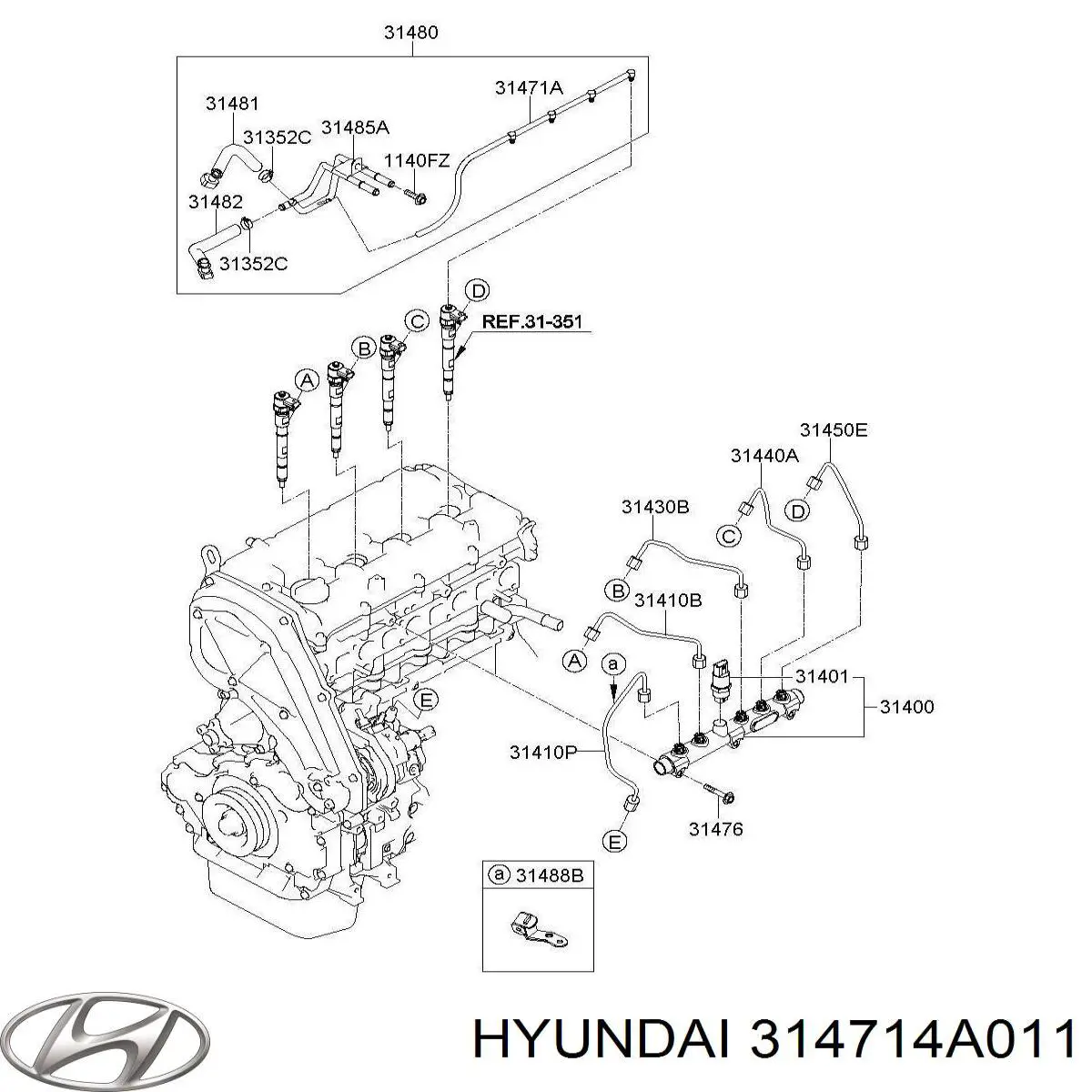Трубка паливна, зворотня від форсунок Honda 314714A011
