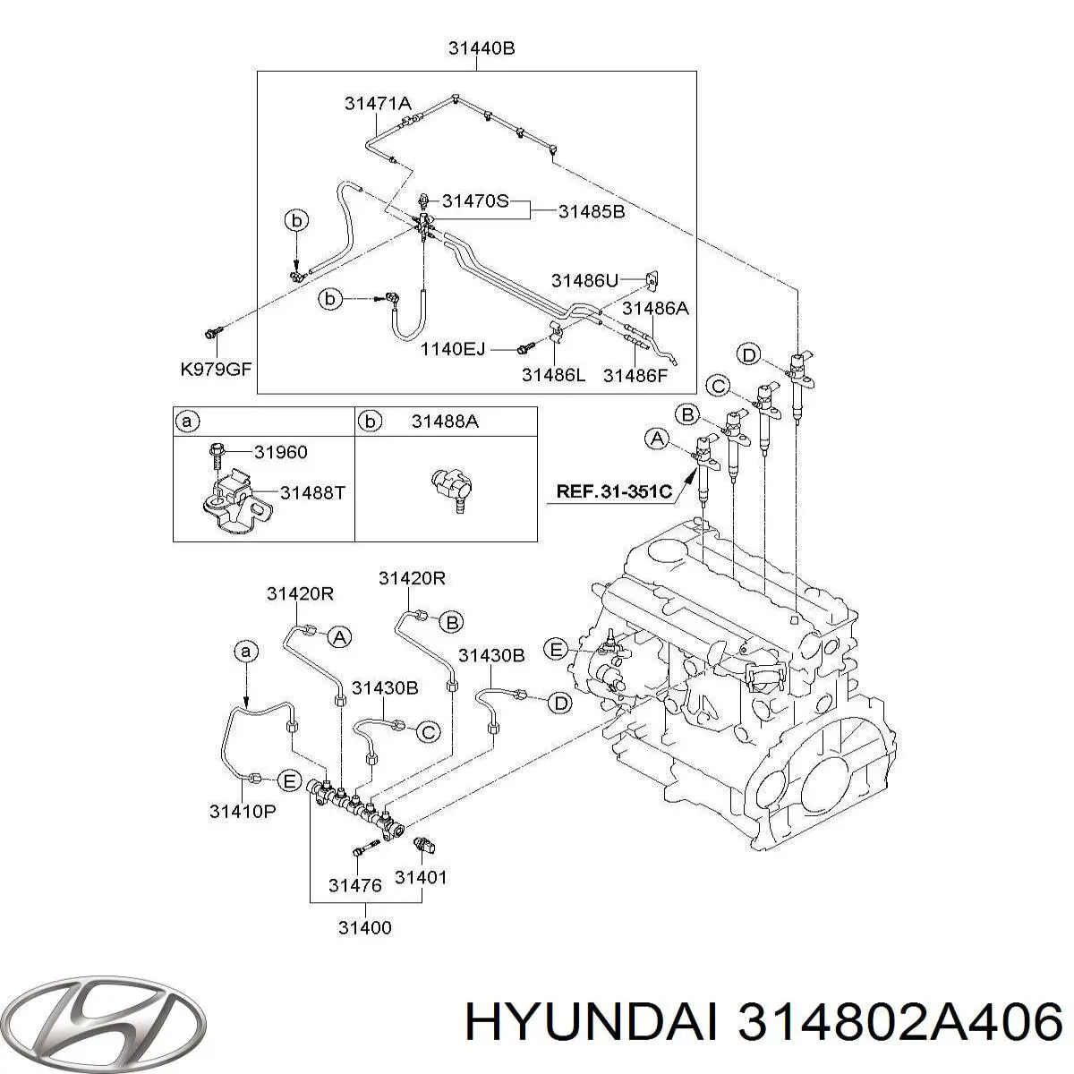 Трубка паливна, зворотня від форсунок Hyundai/Kia 314802A406 ціна, від  USD