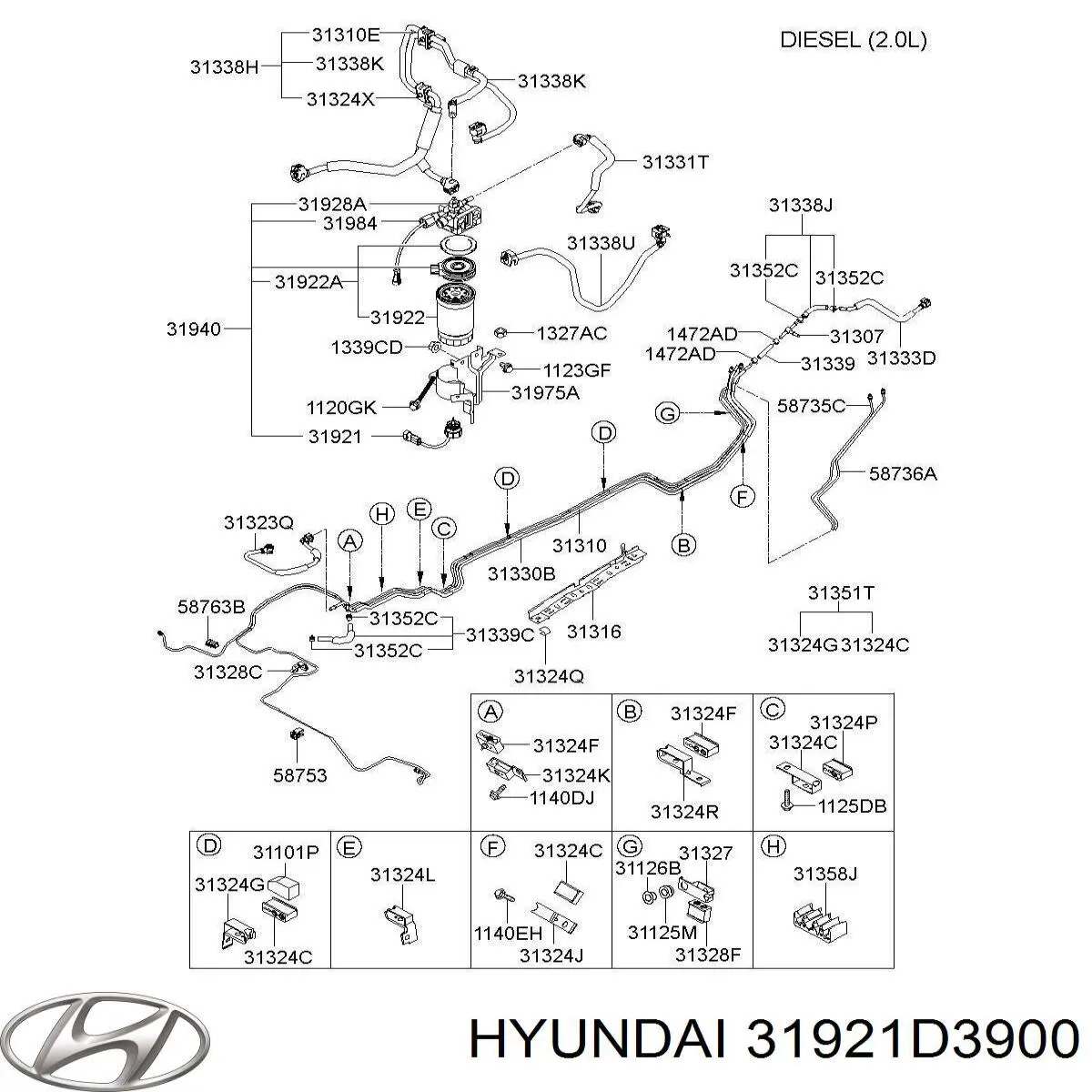 Датчик рівня води паливного фільтра Hyundai/Kia 31921D3900 ціна, від 19.00 USD