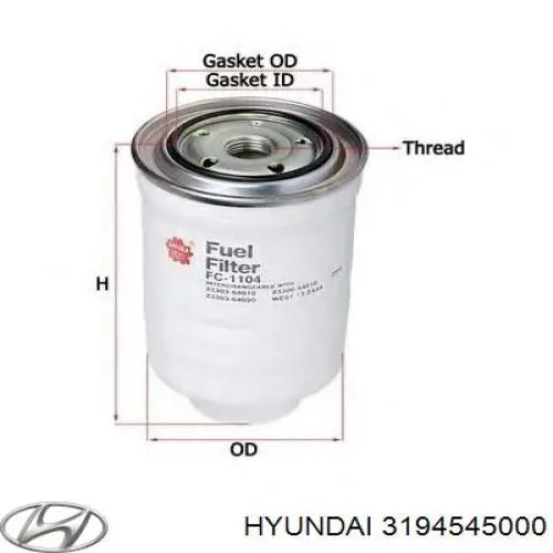 Купити 3194545000 Hyundai/Kia Фільтр-відстійник палива грубої очистки