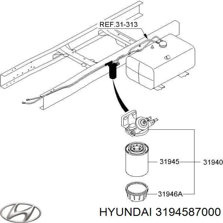 Фільтр паливний Hyundai/Kia 3194587000