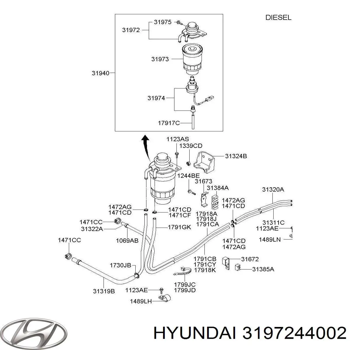 Кришка корпусу паливного фільтра Hyundai/Kia 3197244002 ціна, від 14.13 USD