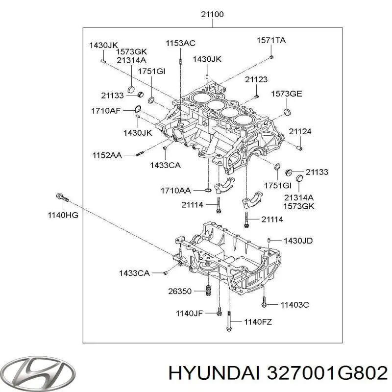 Підаль газу Hyundai/Kia 327001G802 ціна, від 19.04 USD