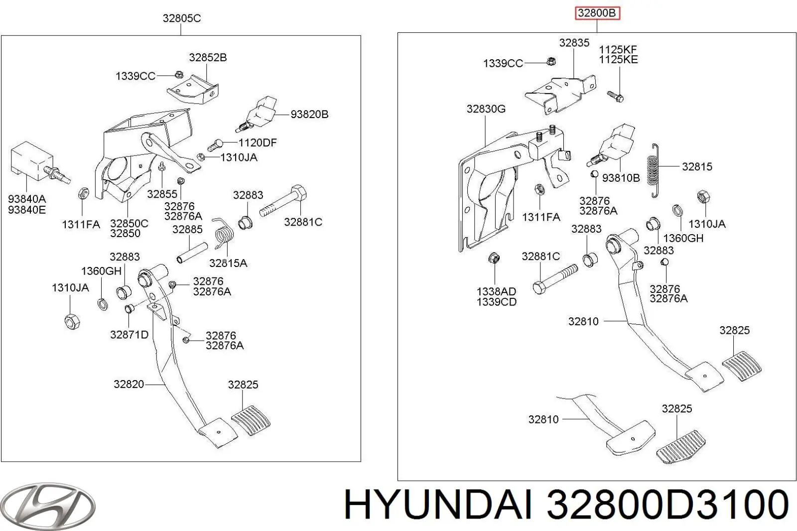 32800D3100 Hyundai/Kia Педаль і привід механізму управління гальмами (привід гальмівного крана)
