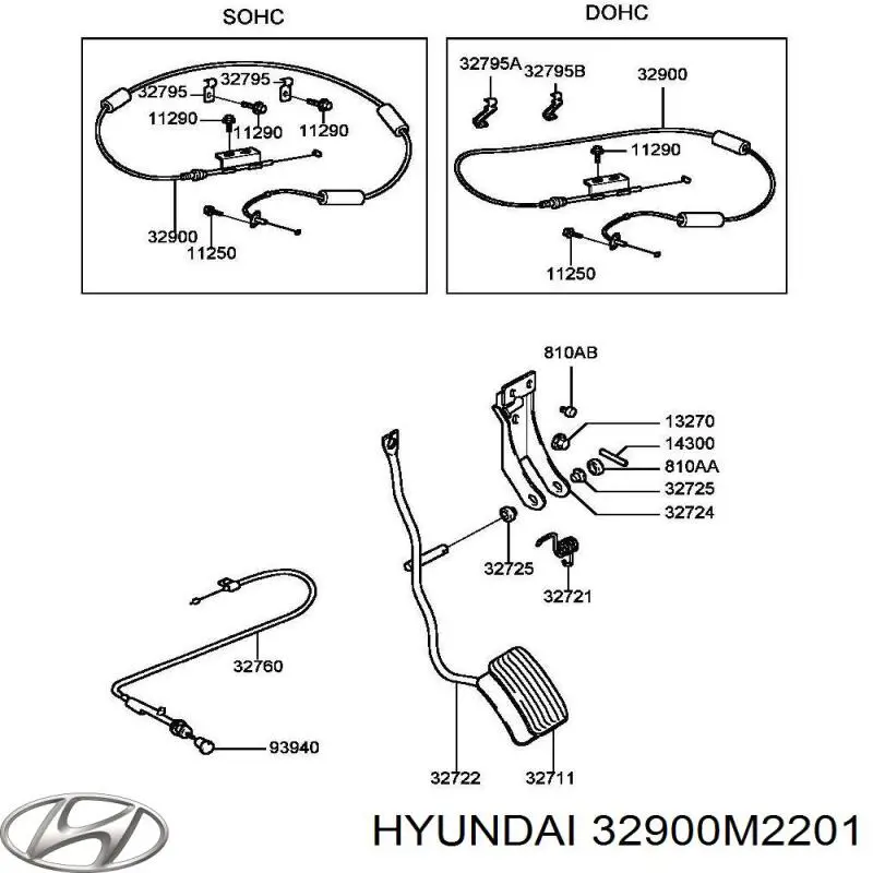 Купити 32900M2201 Hyundai/Kia Трос газу