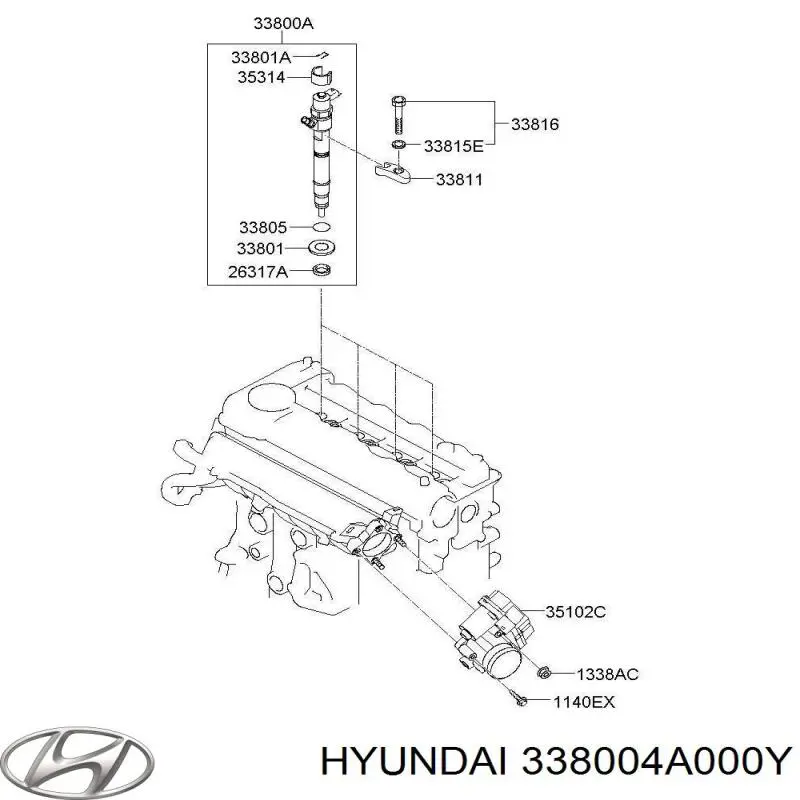 Купити 338004A000Y Hyundai/Kia Форсунка дизельна в зборі, розпилювач + тримач