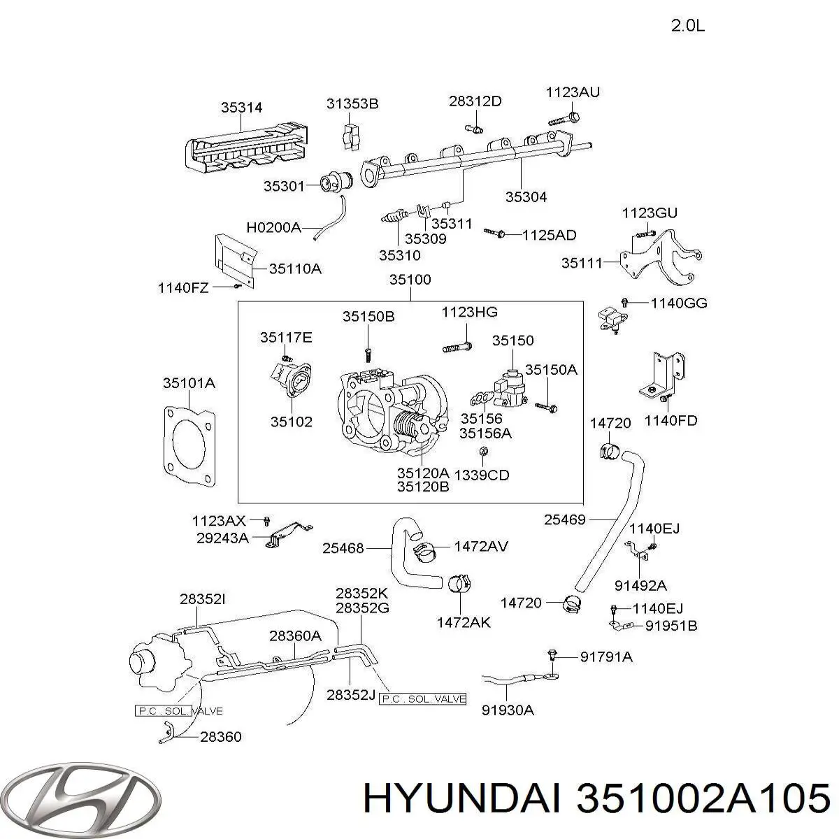 Купити 351002A105 Hyundai/Kia Дросільна заслінка