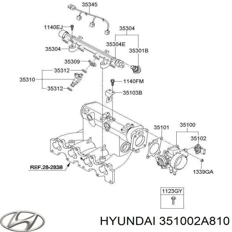 351002A810 Hyundai/Kia дросільна заслінка в зборі