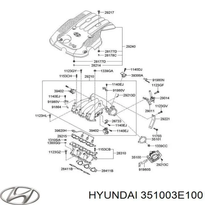 Блок дросельної заслінки Hyundai/Kia 351003E100 ціна, від 160.14 USD