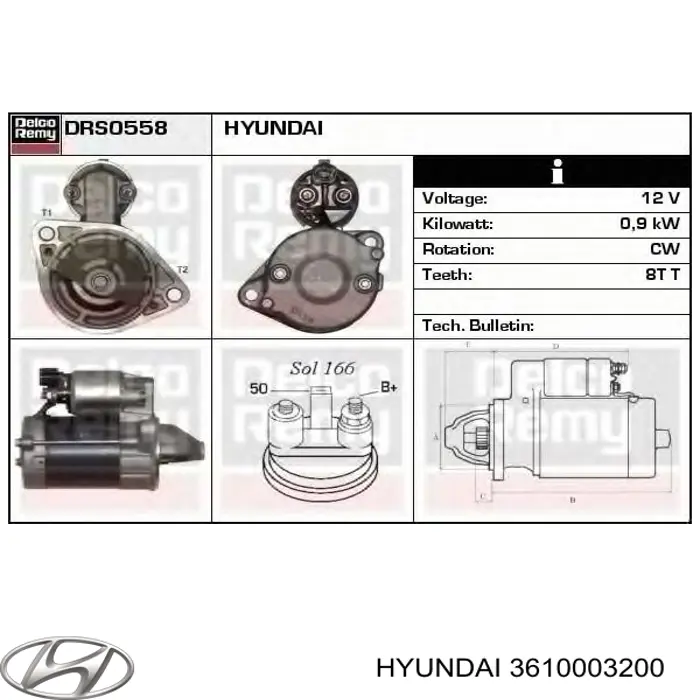 Купити 3610003200 Hyundai/Kia Стартер
