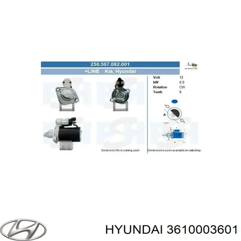 3610003601 Hyundai/Kia стартер