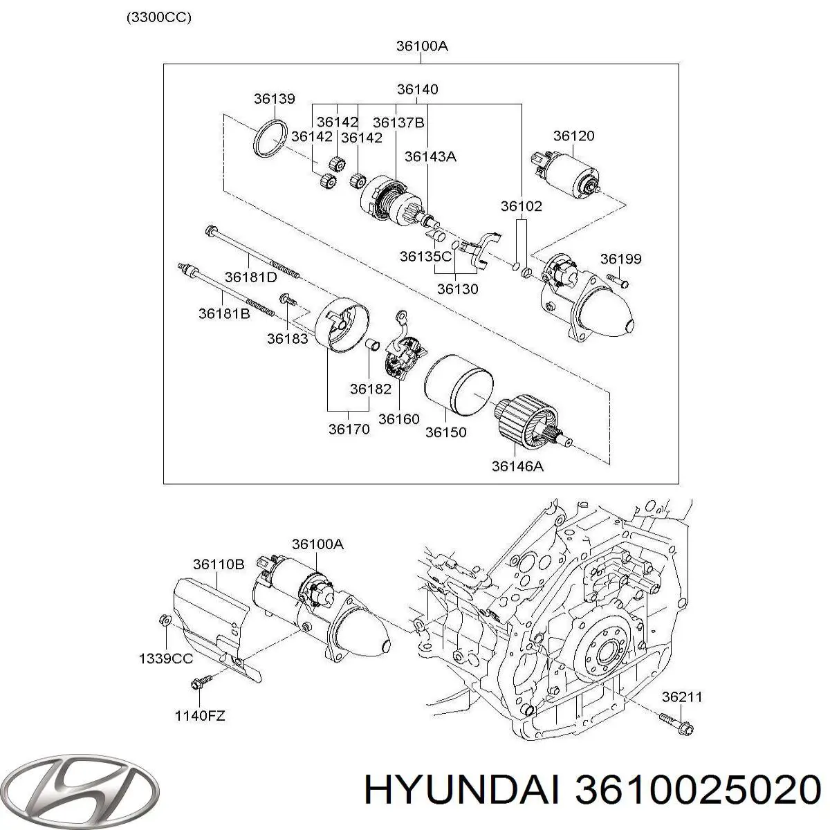 3610025020 Hyundai/Kia стартер