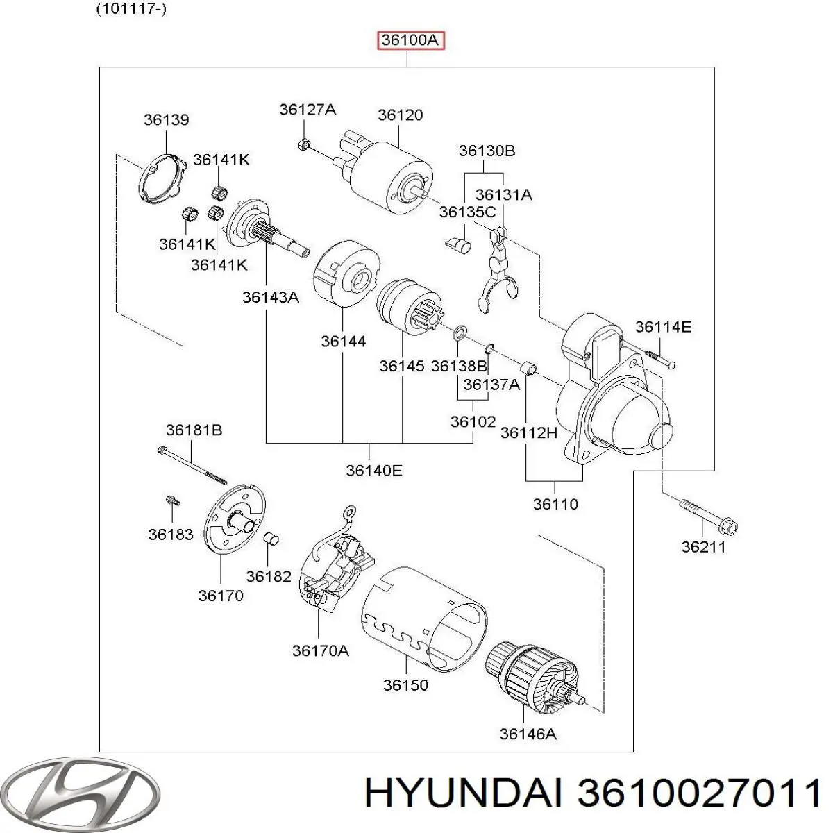 Стартер 3610027011 Hyundai/Kia