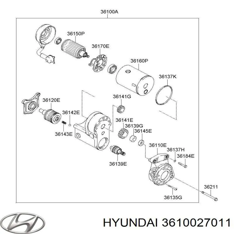 Стартер автомобільний Hyundai/Kia 3610027011