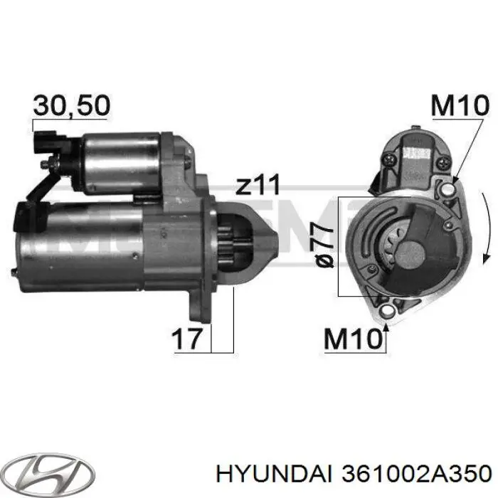 Стартер 361002A350 Hyundai/Kia