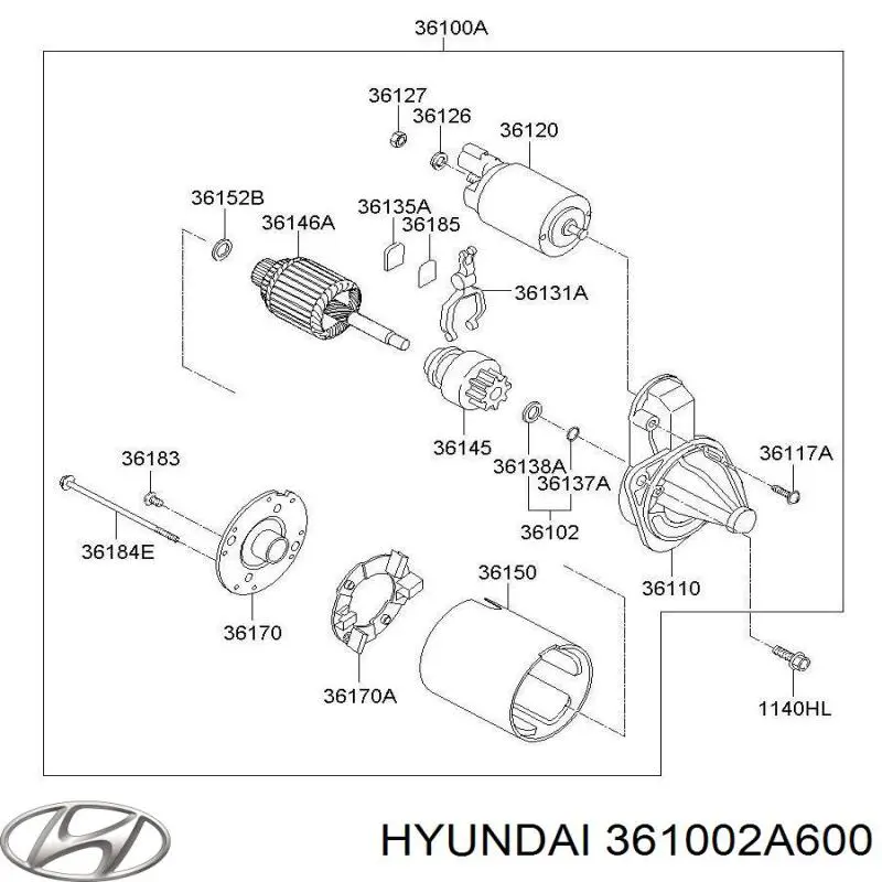 361002A600 Hyundai/Kia Стартер двигуна