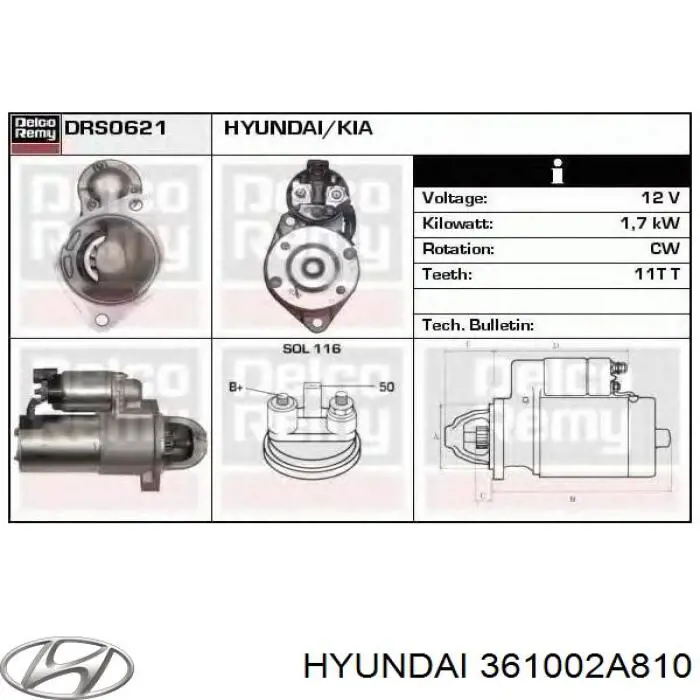 Купити 361002A810 Hyundai/Kia Стартер