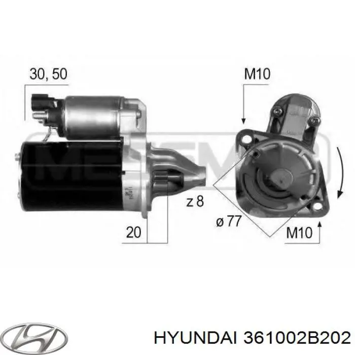 Стартер 361002B202 Hyundai/Kia