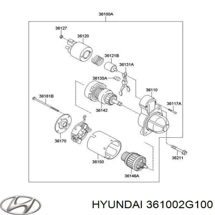 361002G100 Hyundai/Kia стартер