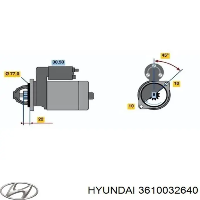 Стартер 3610032640 Hyundai/Kia