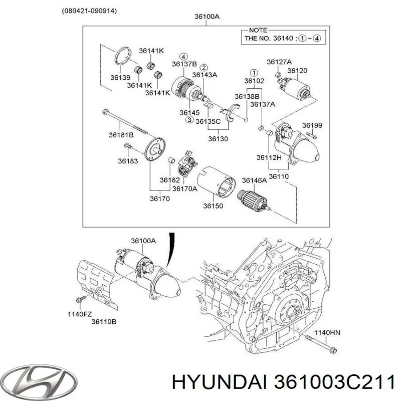 Стартер 361003C211 Hyundai/Kia