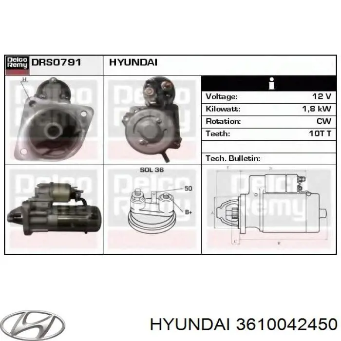 3610042450 Hyundai/Kia стартер