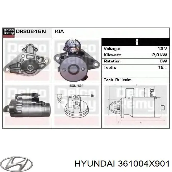 Стартер 361004X901 Hyundai/Kia