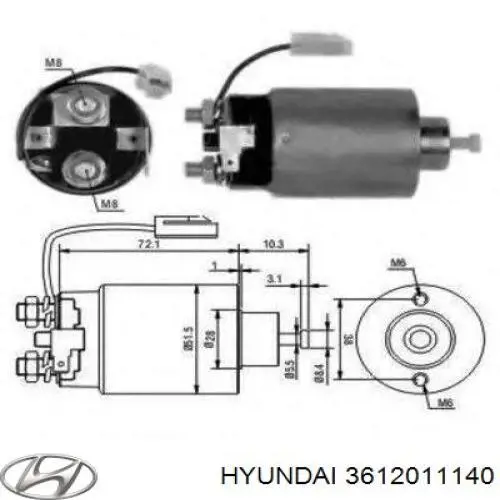 3612011140 Hyundai/Kia реле втягує стартера